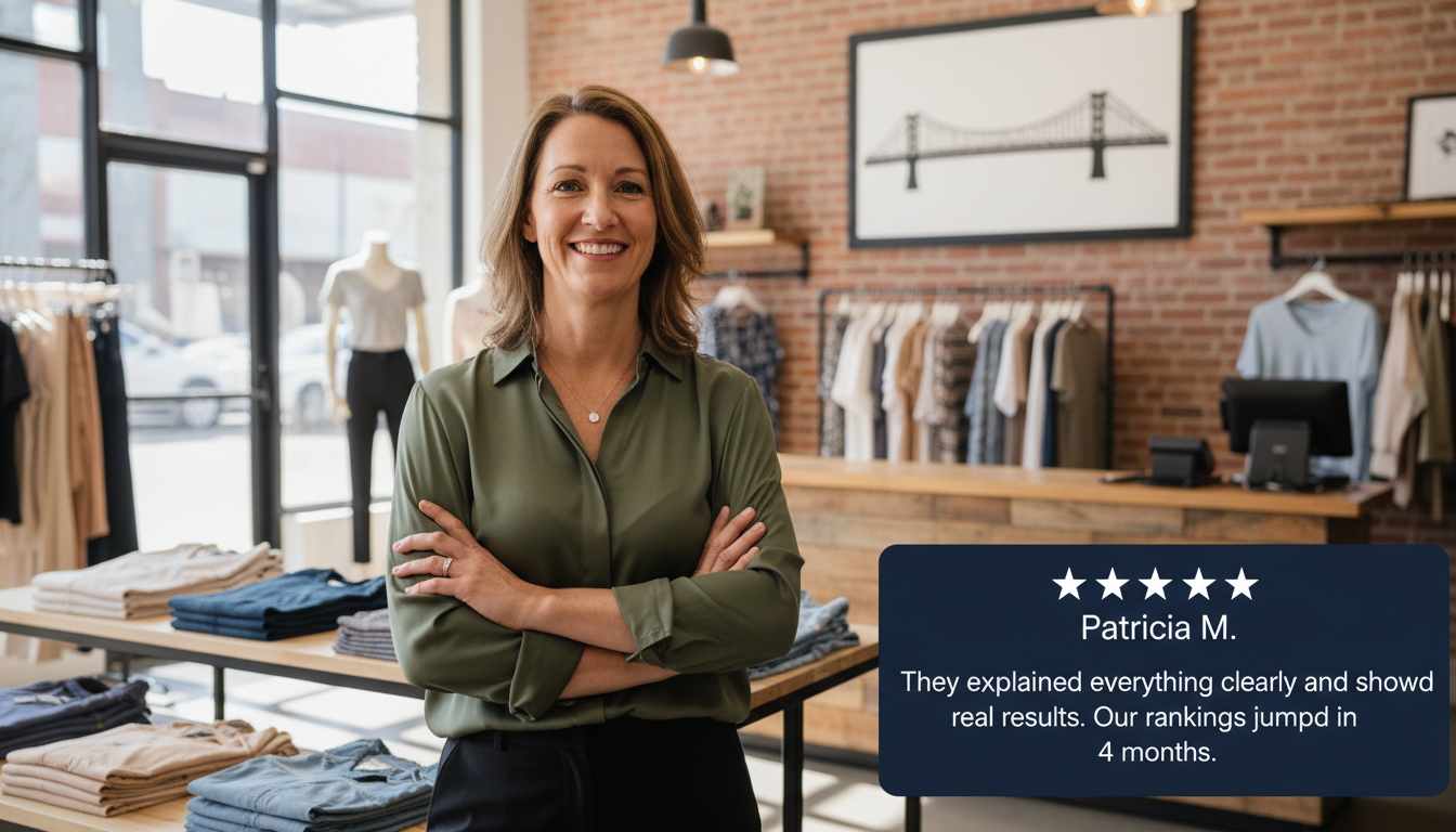 5-star customer testimonial: Patricia M. shares SEO success results from Memphis business service