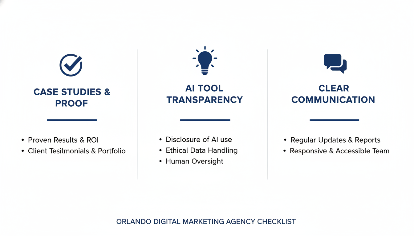 Agency selection checklist: case studies, AI transparency, and communication quality for Orlando businesses