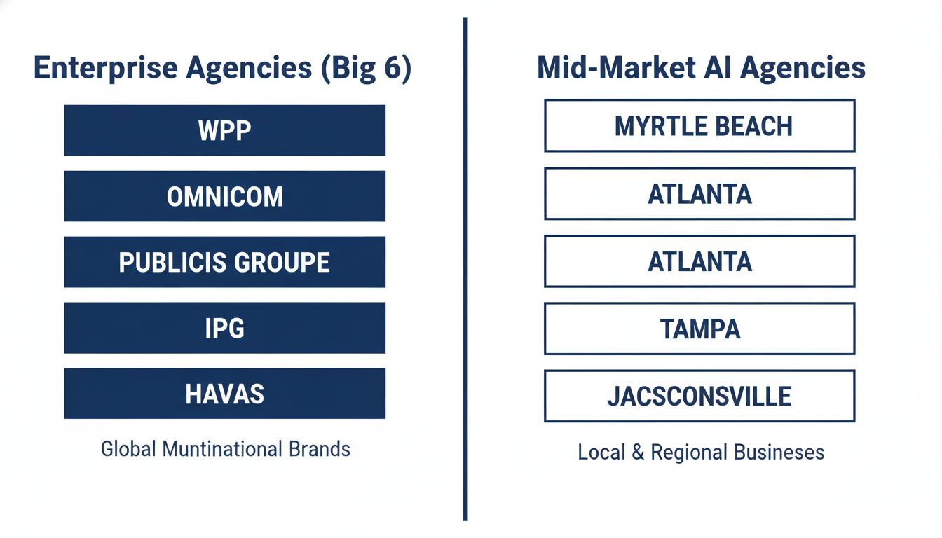 Enterprise vs mid-market agencies comparison diagram for Orlando digital marketing services