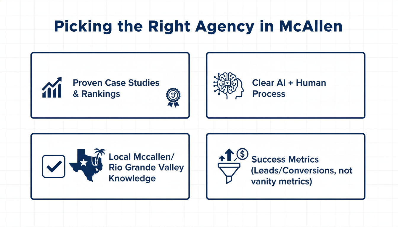 Agency selection checklist: proven cases, clear process, local knowledge, real metrics