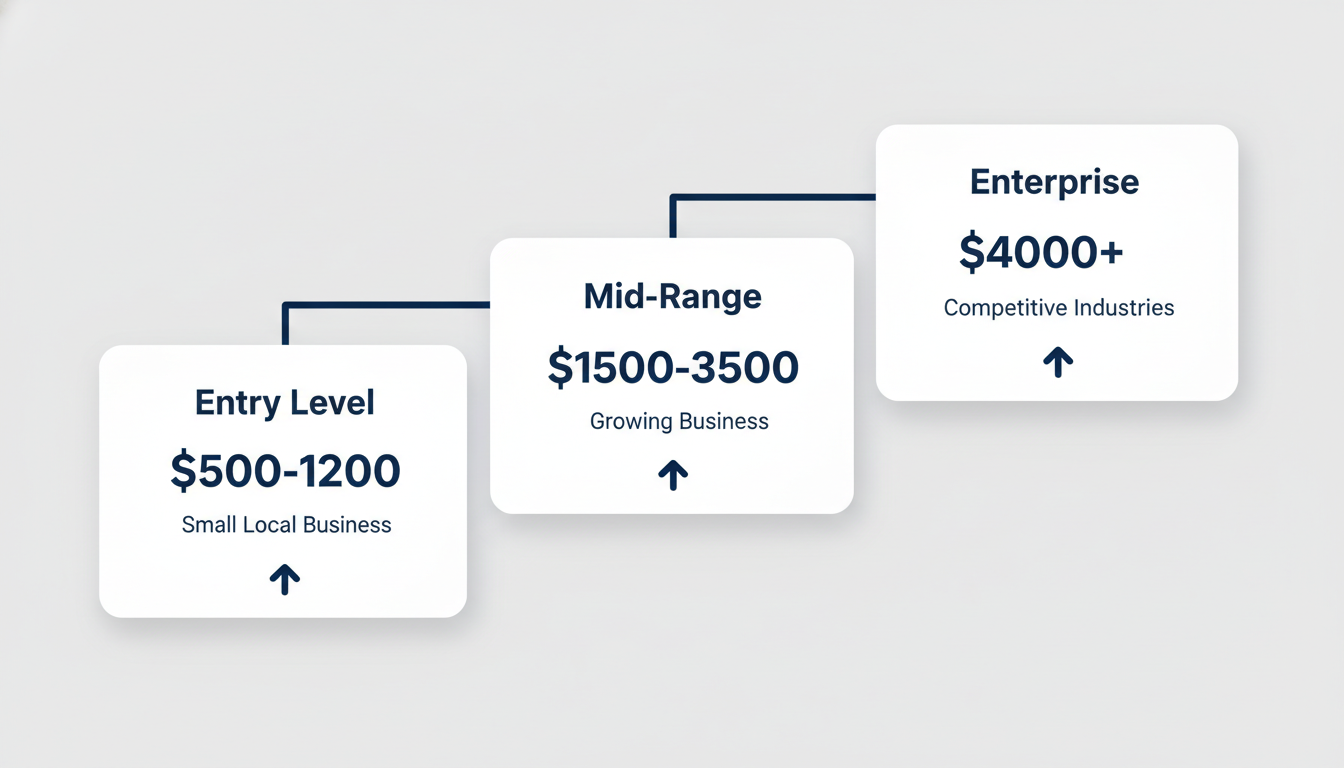 Pricing tier comparison chart showing Entry Level, Mid-Range, and Enterprise SEO service costs, New Orleans