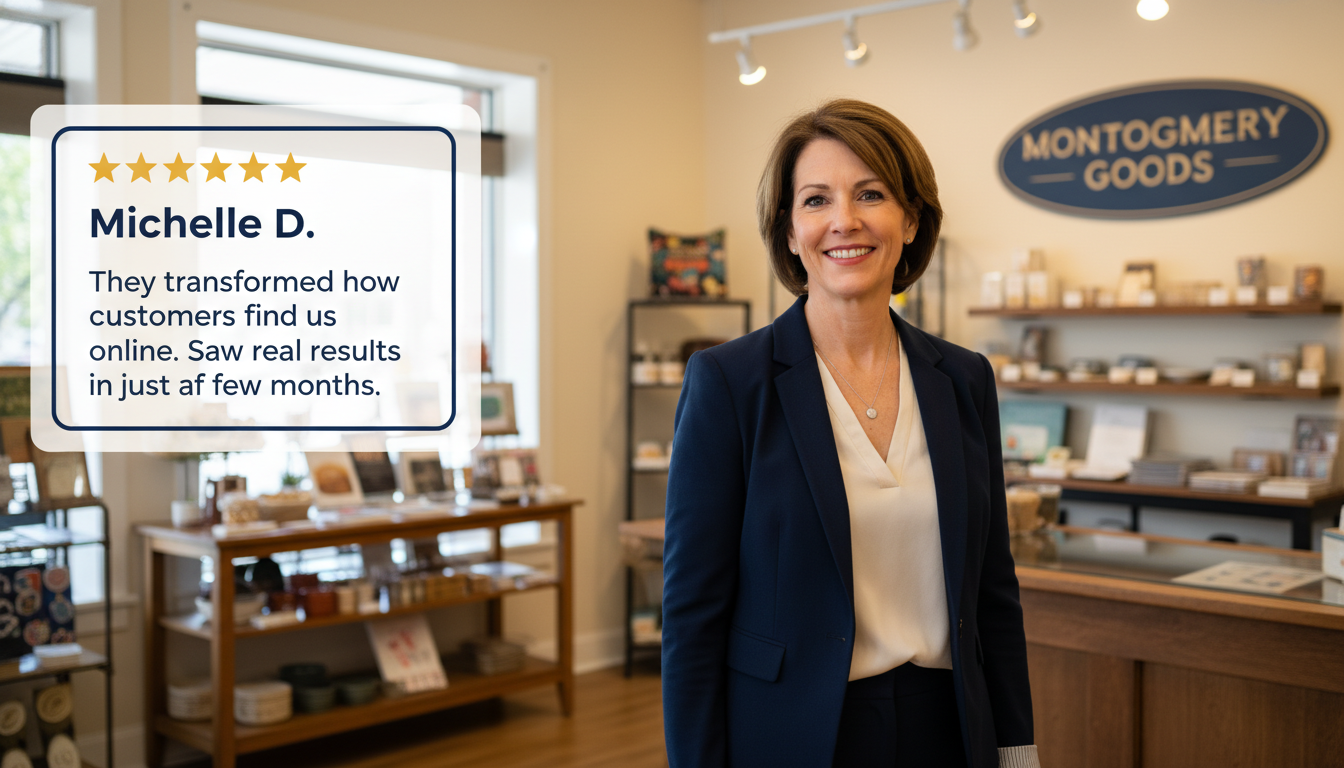 Satisfied business owner testimonial: real results from AI SEO consulting, Montgomery