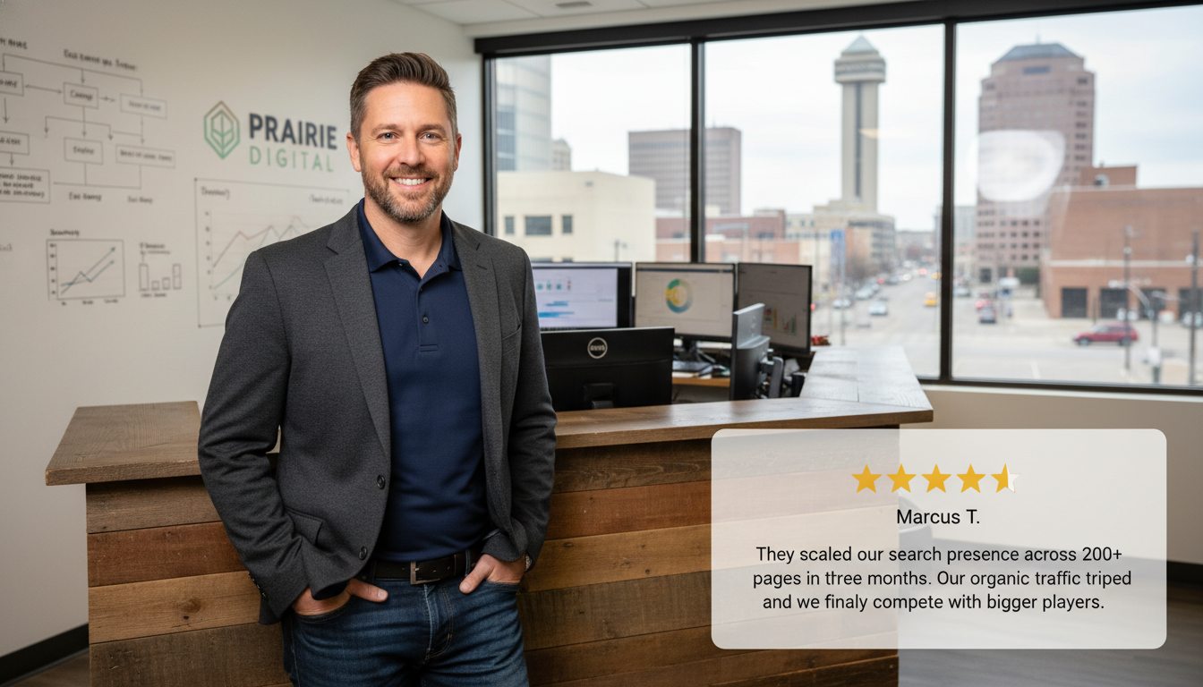 Omaha business owner testimonial: 5-star review on programmatic SEO success and organic traffic growth