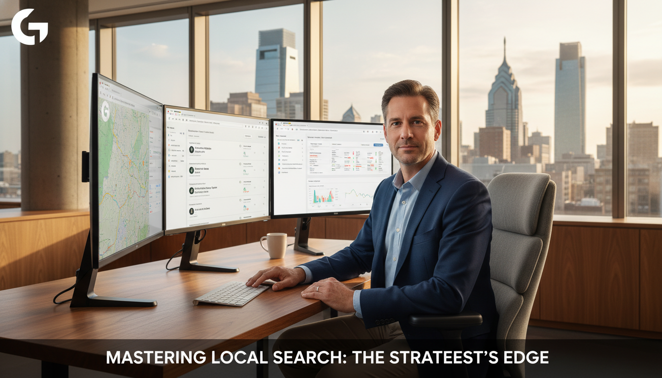 Professional strategist analyzing programmatic SEO data in modern Vallejo office