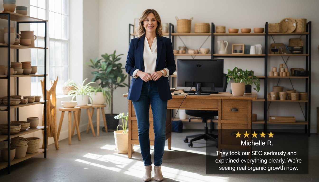 Michelle R. 5-star testimonial: satisfied Gainesville business owner praising organic SEO growth