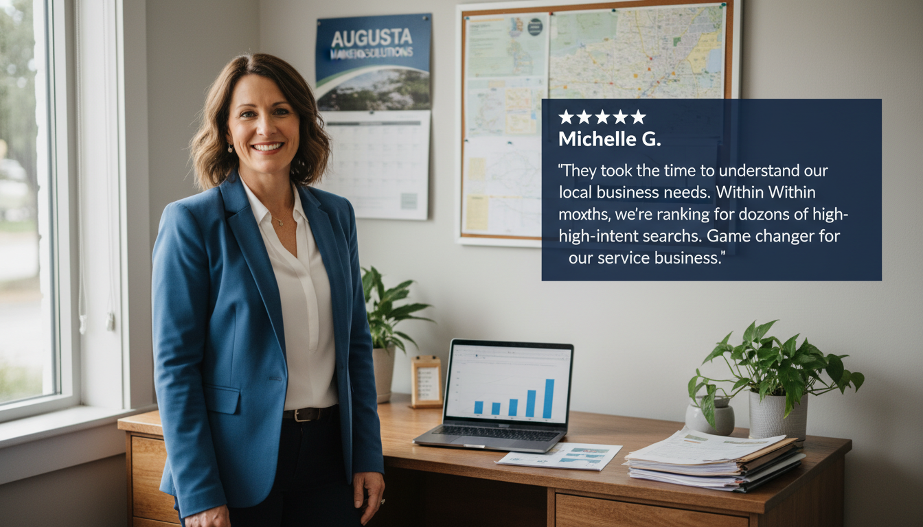 Augusta business owner testimonial: Michelle G. shares 5-star review praising programmatic SEO results