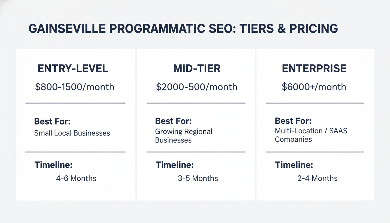Pricing tiers and timelines for programmatic SEO services in Baton Rouge, Florida