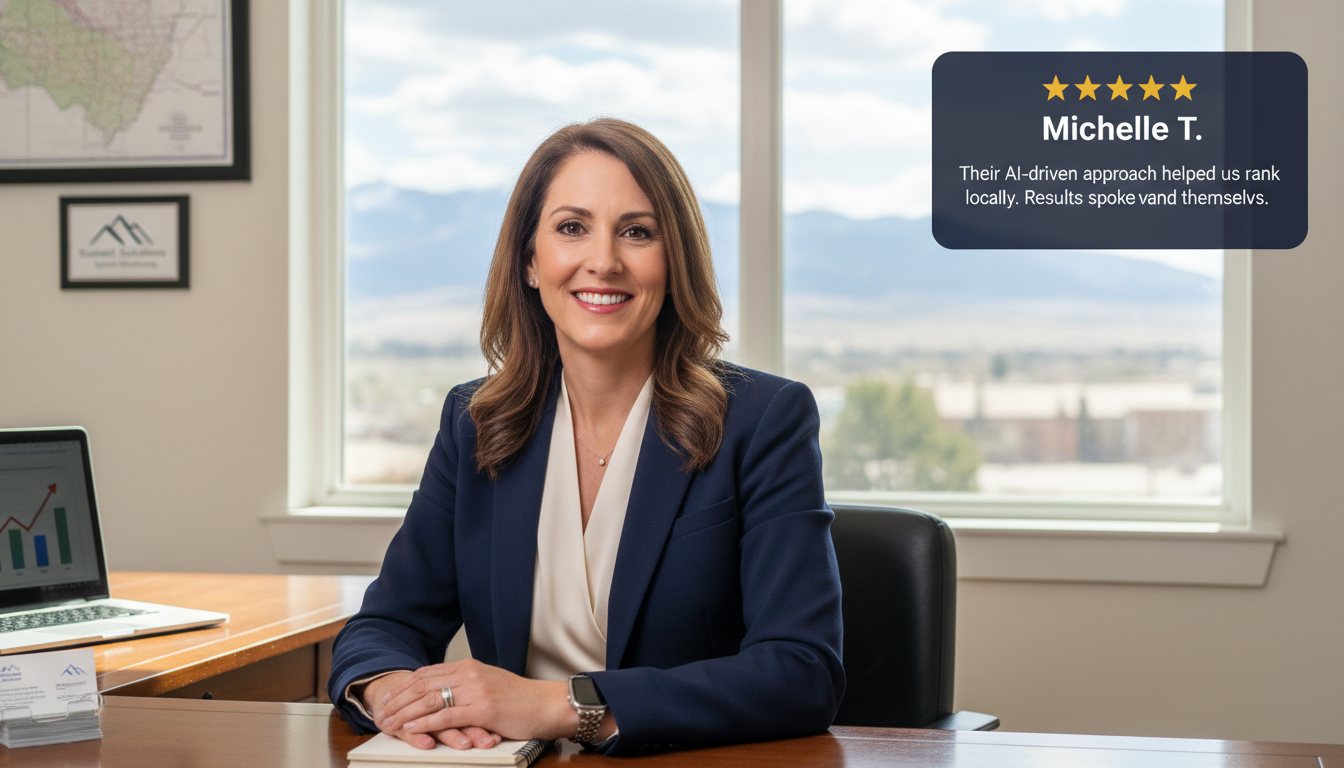 Satisfied Colorado Springs business owner Michelle T. with 5-star review: AI-driven SEO results for local ranking success
