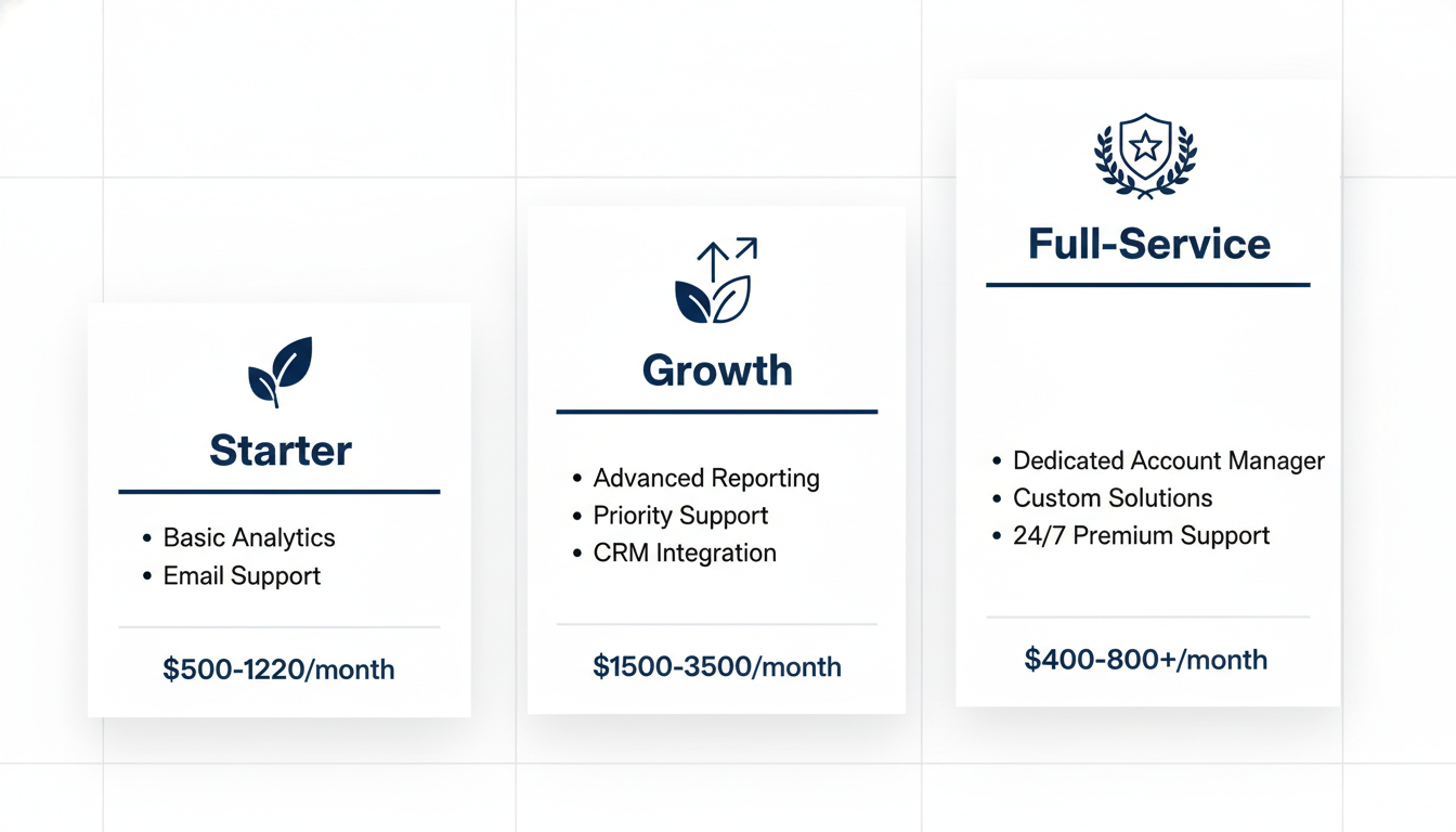 Three-tier pricing comparison for AI content marketing packages, El Paso services