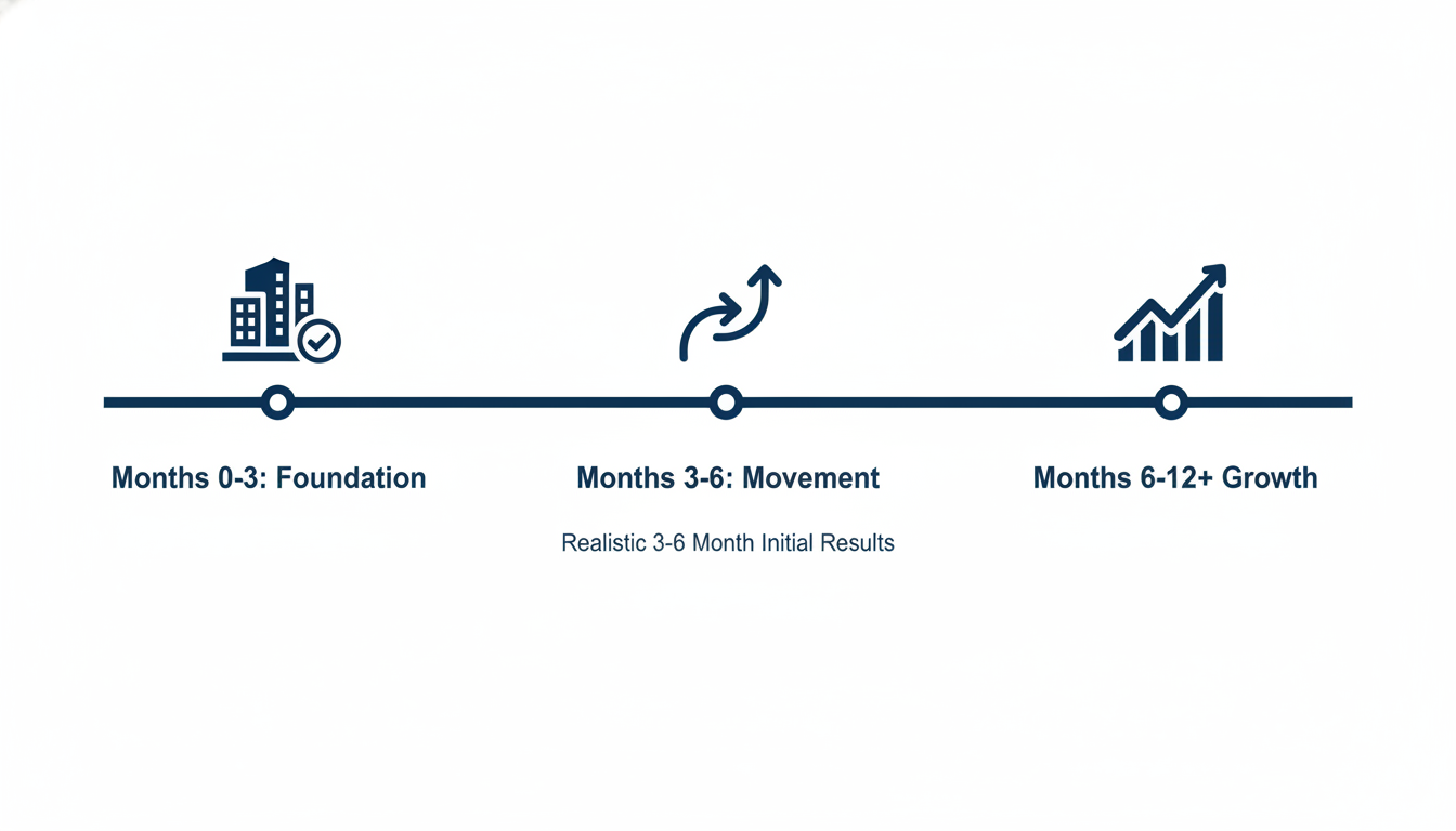 SEO timeline showing 3-6 month results window for El Paso businesses