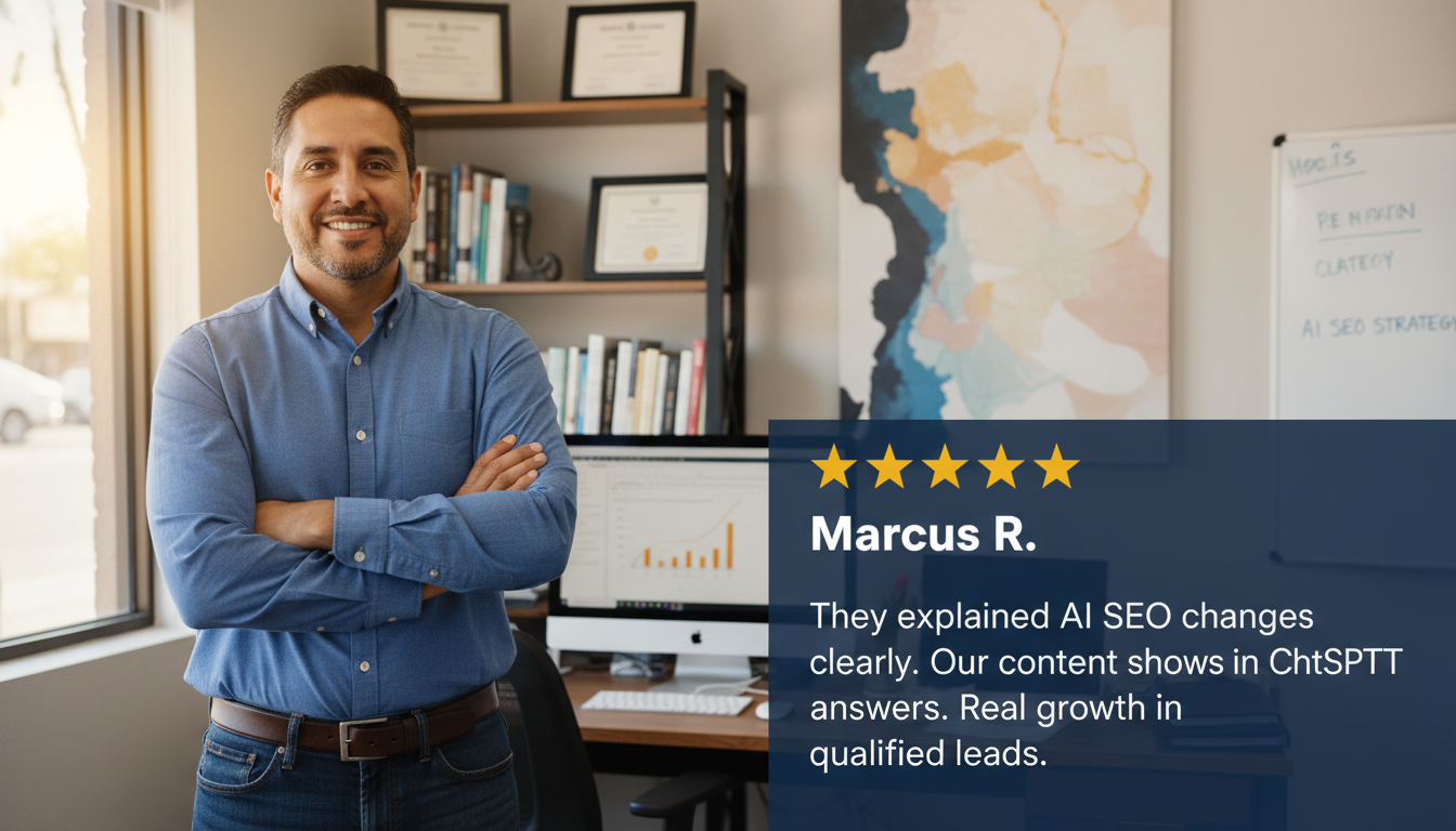 El Paso business owner testimonial: 5-star review of AI SEO success, GEO lead generation