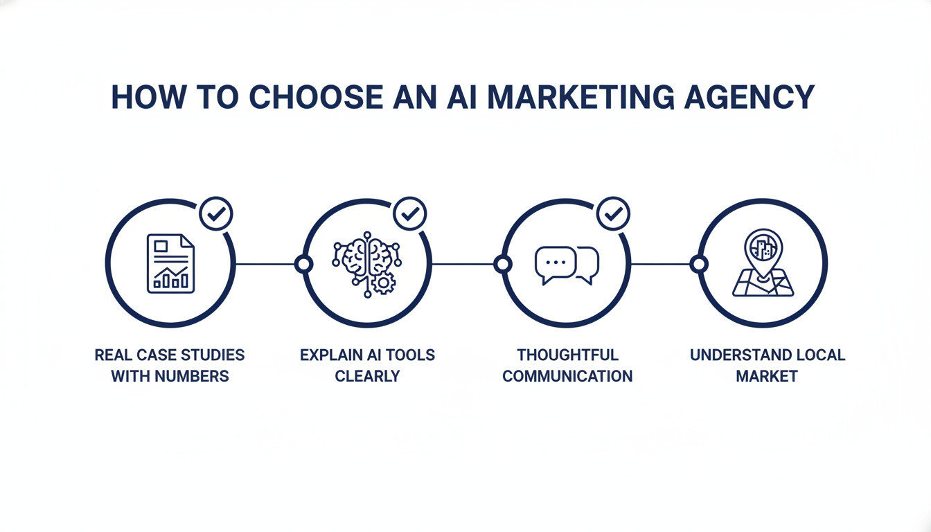 How to choose AI marketing agency checklist infographic, Portland digital marketing