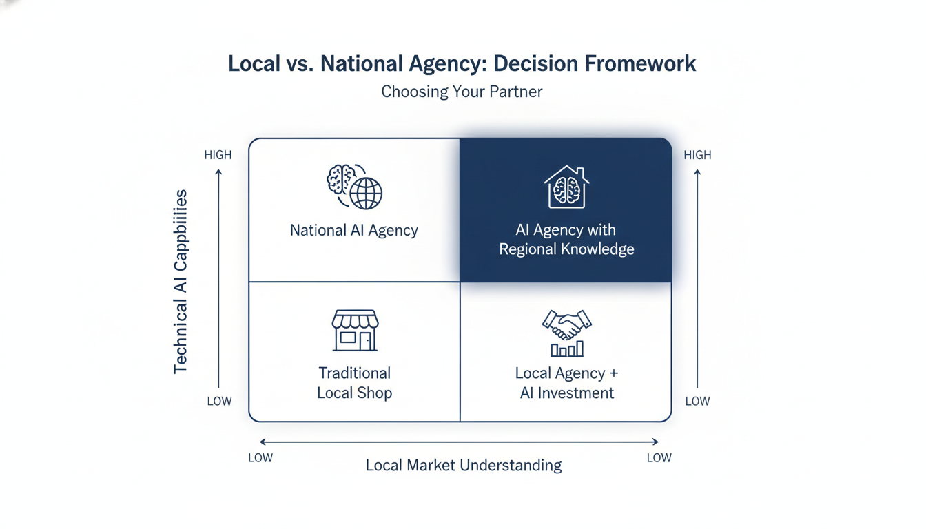 Local vs national AI marketing agency decision matrix: technical capabilities vs market knowledge for El Paso business strategy