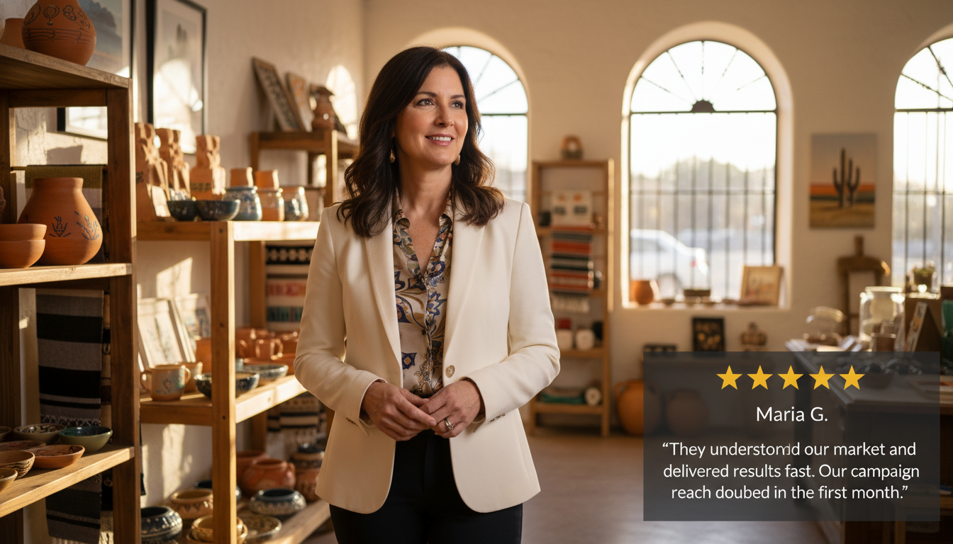 El Paso business owner with 5-star review: Campaign reach doubled in first month with AI digital marketing strategy