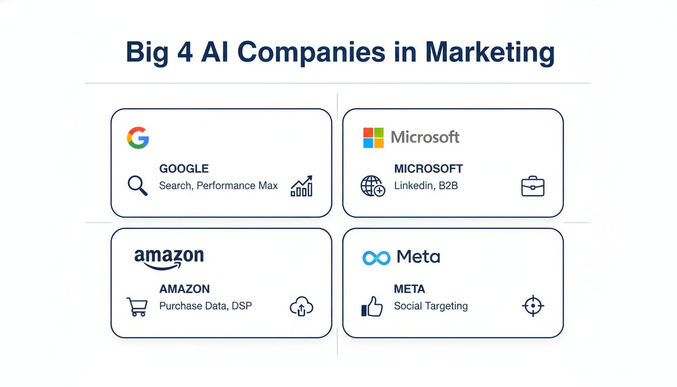 Big 4 AI companies breakdown: Google, Microsoft, Amazon, Meta marketing applications