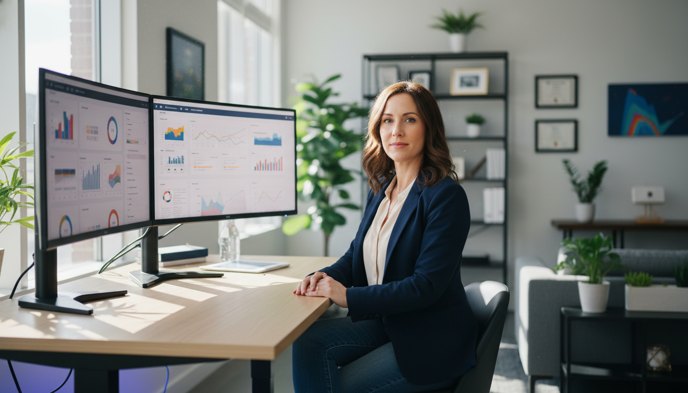 Digital marketing strategist reviewing analytics dashboards: Programmatic SEO Agency Charlotte
