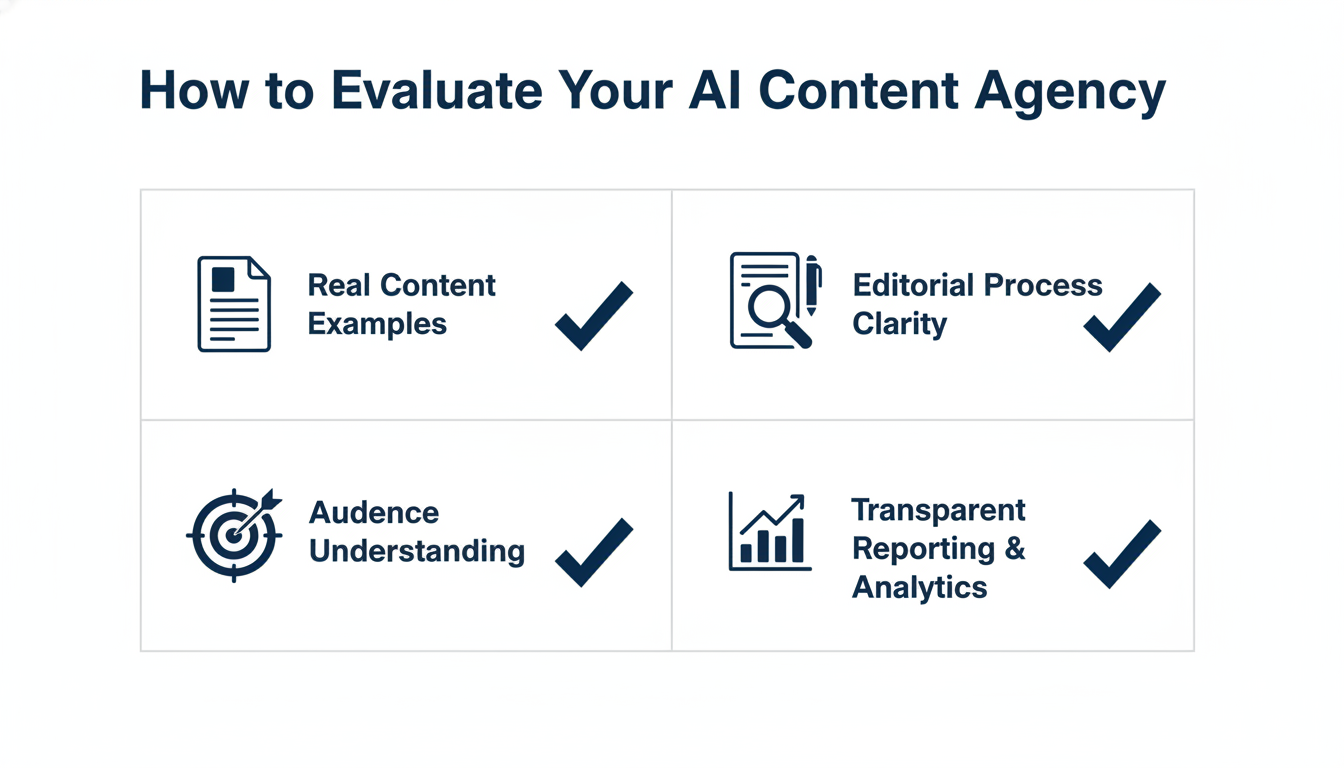 4-point agency evaluation checklist: examples, process, audience understanding, reporting, Boston, MA