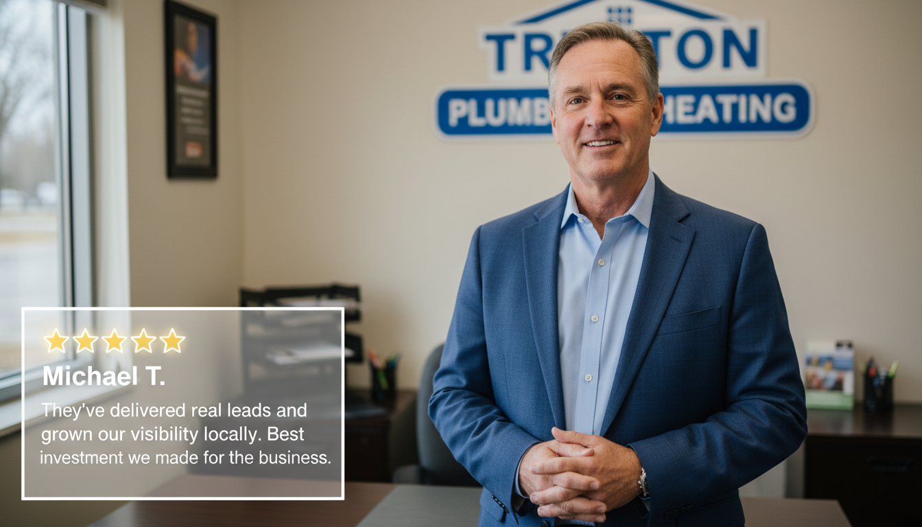 Client testimonial with five-star review from satisfied business owner digital marketing Trenton NJ