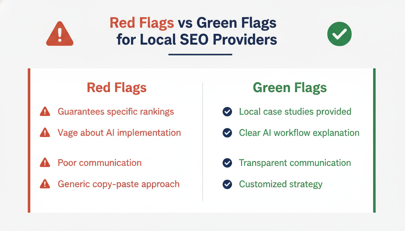Red flags vs green flags checklist for choosing local SEO provider in Trenton