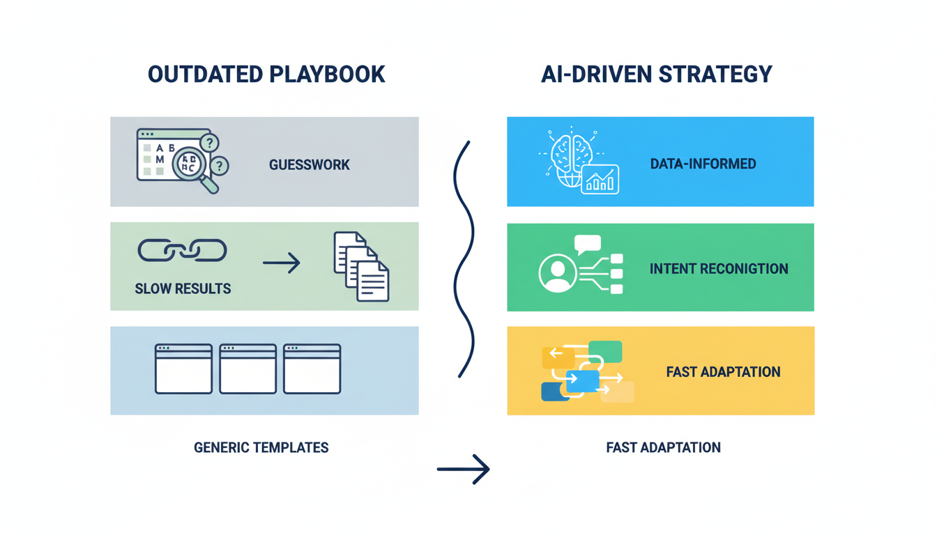 Comparison infographic: Traditional SEO vs. AI-Enhanced SEO strategies for Trenton