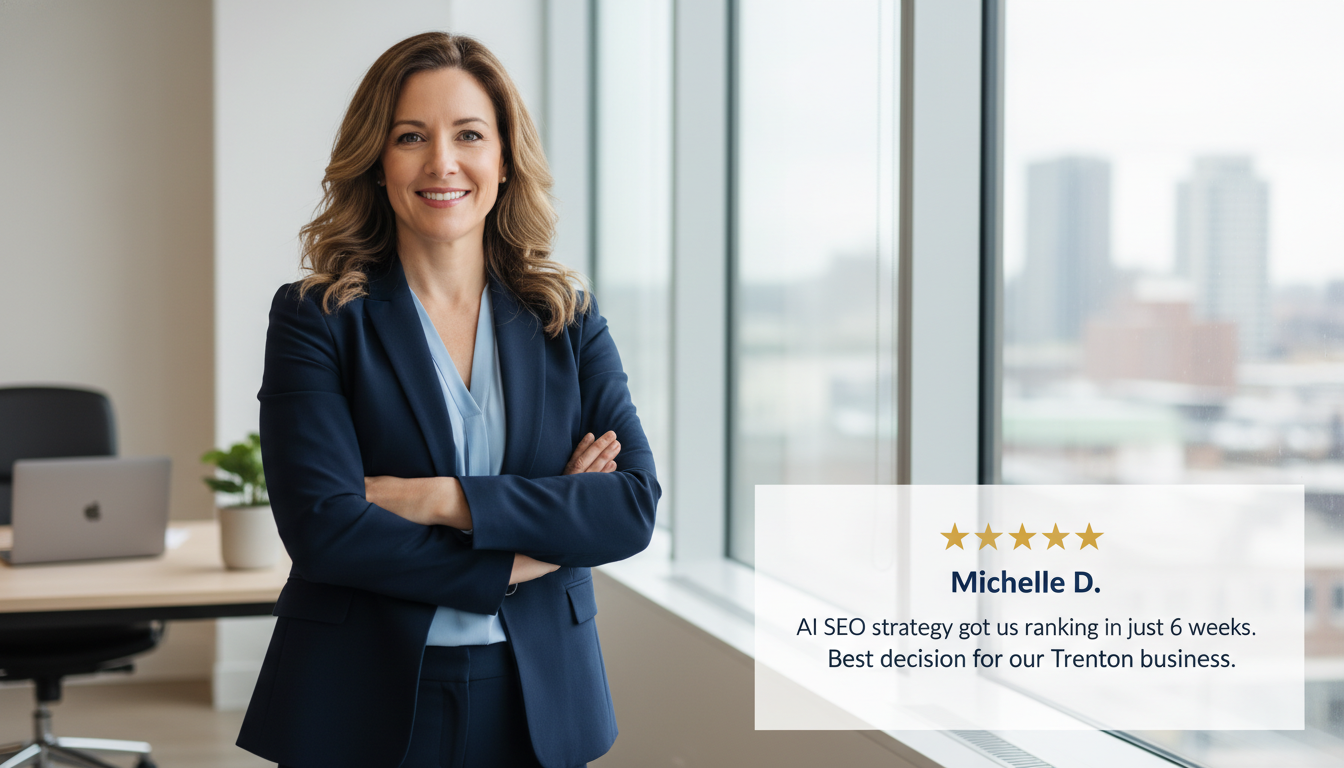 Business owner Michelle D. testimonial: 5-star review about AI SEO consultant results in Trenton