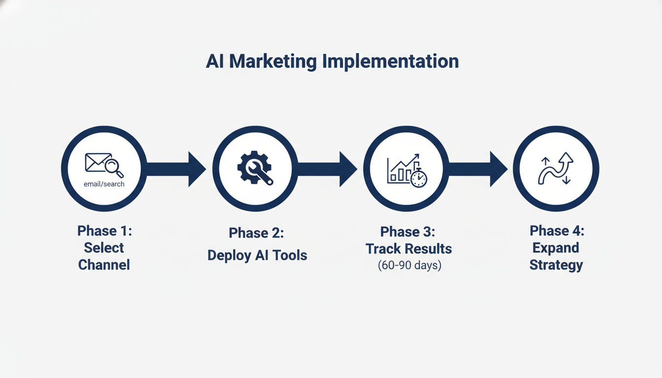 Four-phase timeline for implementing AI marketing strategy in Trenton businesses
