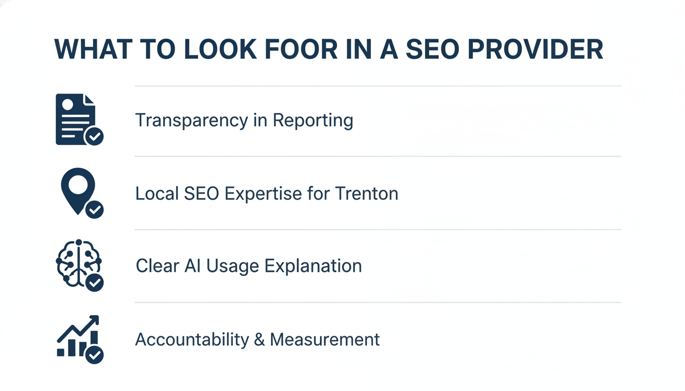 Provider selection checklist for SEO Hybrid agencies in Trenton, NJ with key evaluation criteria.