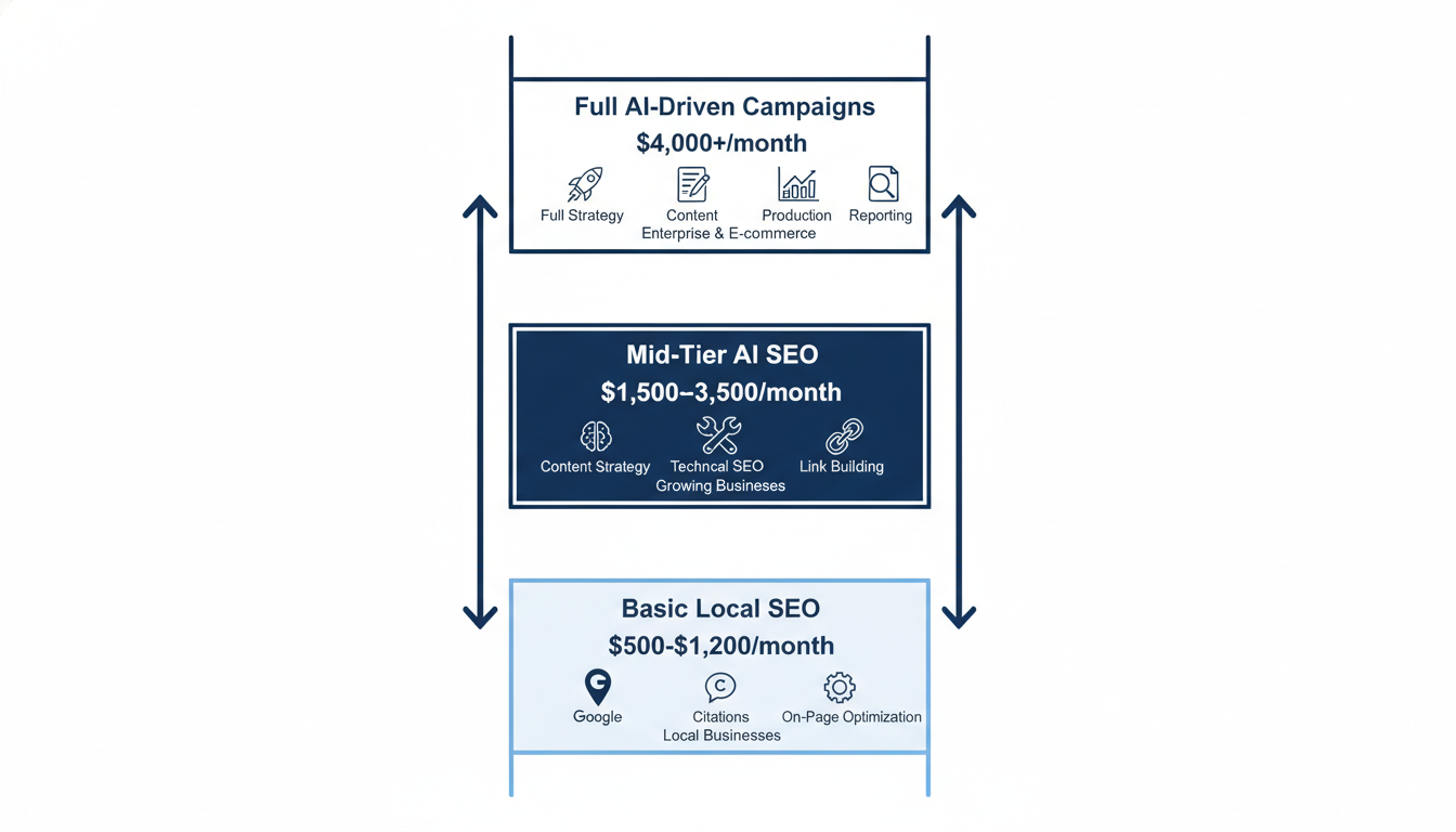 SEO pricing tiers for California agencies: Basic, Mid-tier, and Full AI-driven service levels