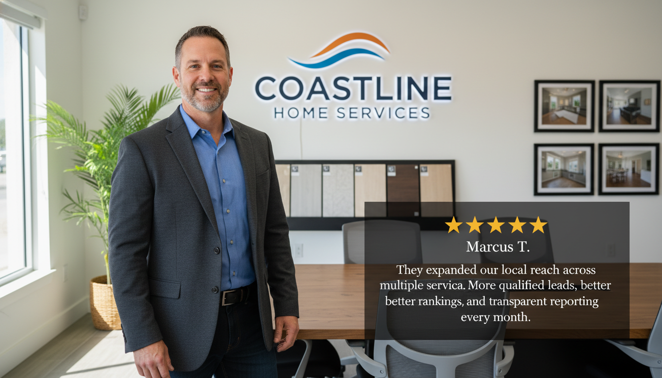 Satisfied business owner Marcus T. five-star review: expanded local reach with programmatic SEO, Prog SEO, Corpus Christi