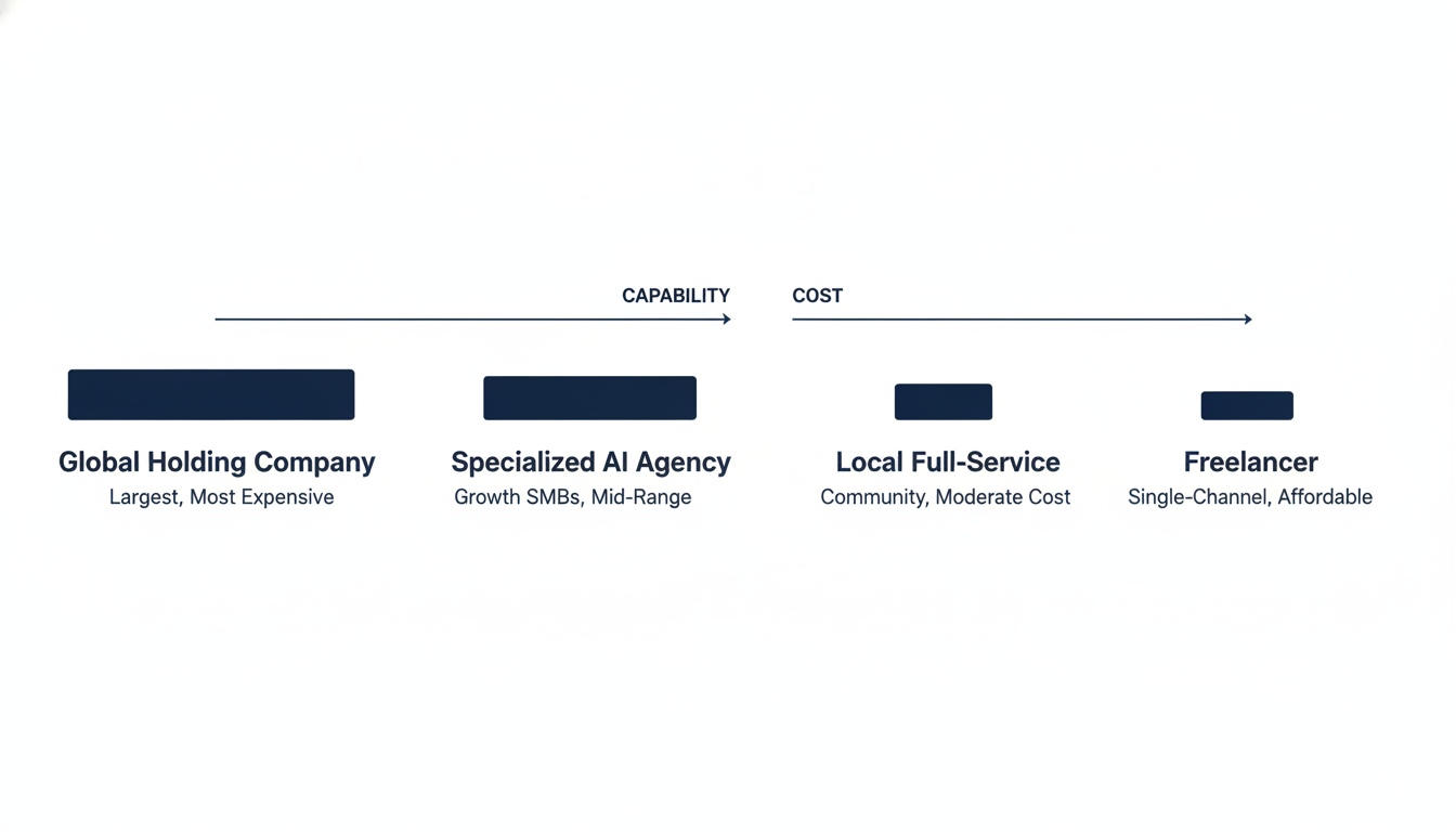 Agency type comparison chart showing cost and capability spectrum Corpus Christi TX