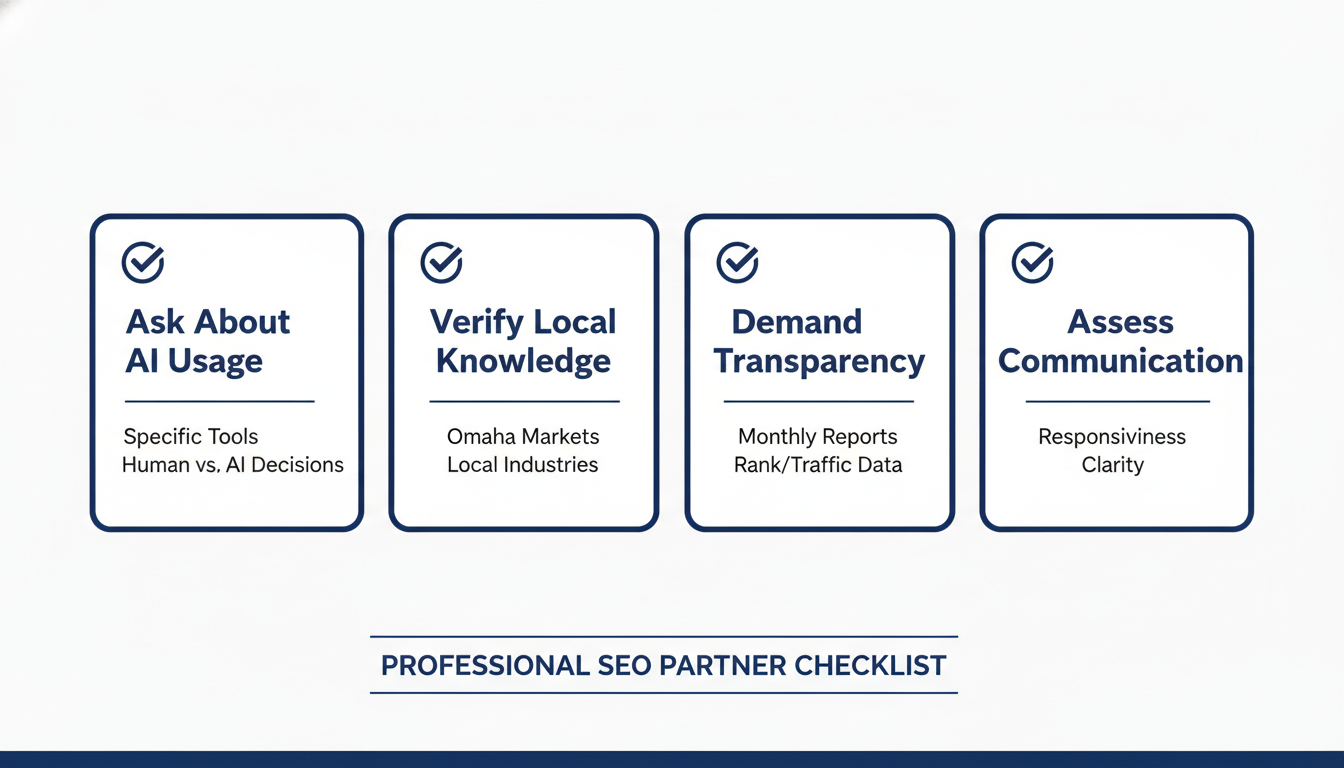 Agency selection checklist with 4 criteria for evaluating SEO providers Omaha