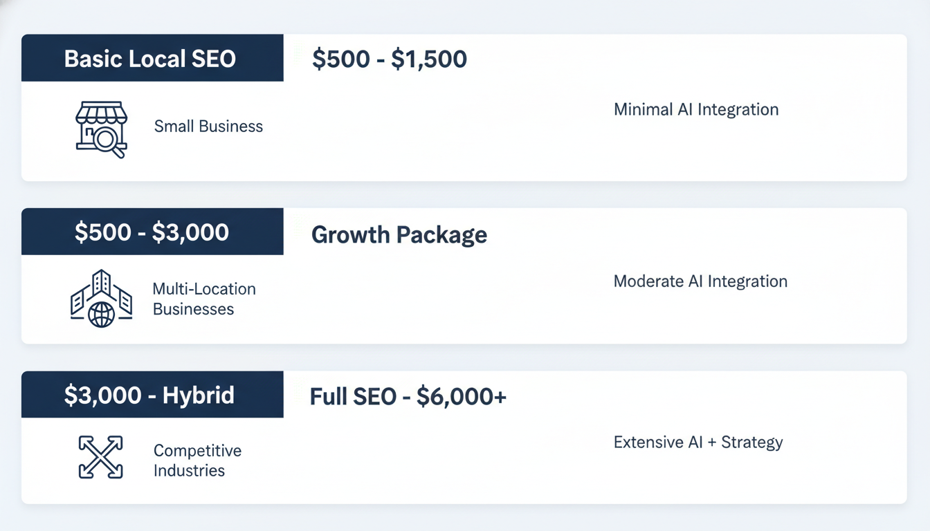 SEO Hybrid pricing tiers from $500-$6,000+ per month for Corpus Christi businesses