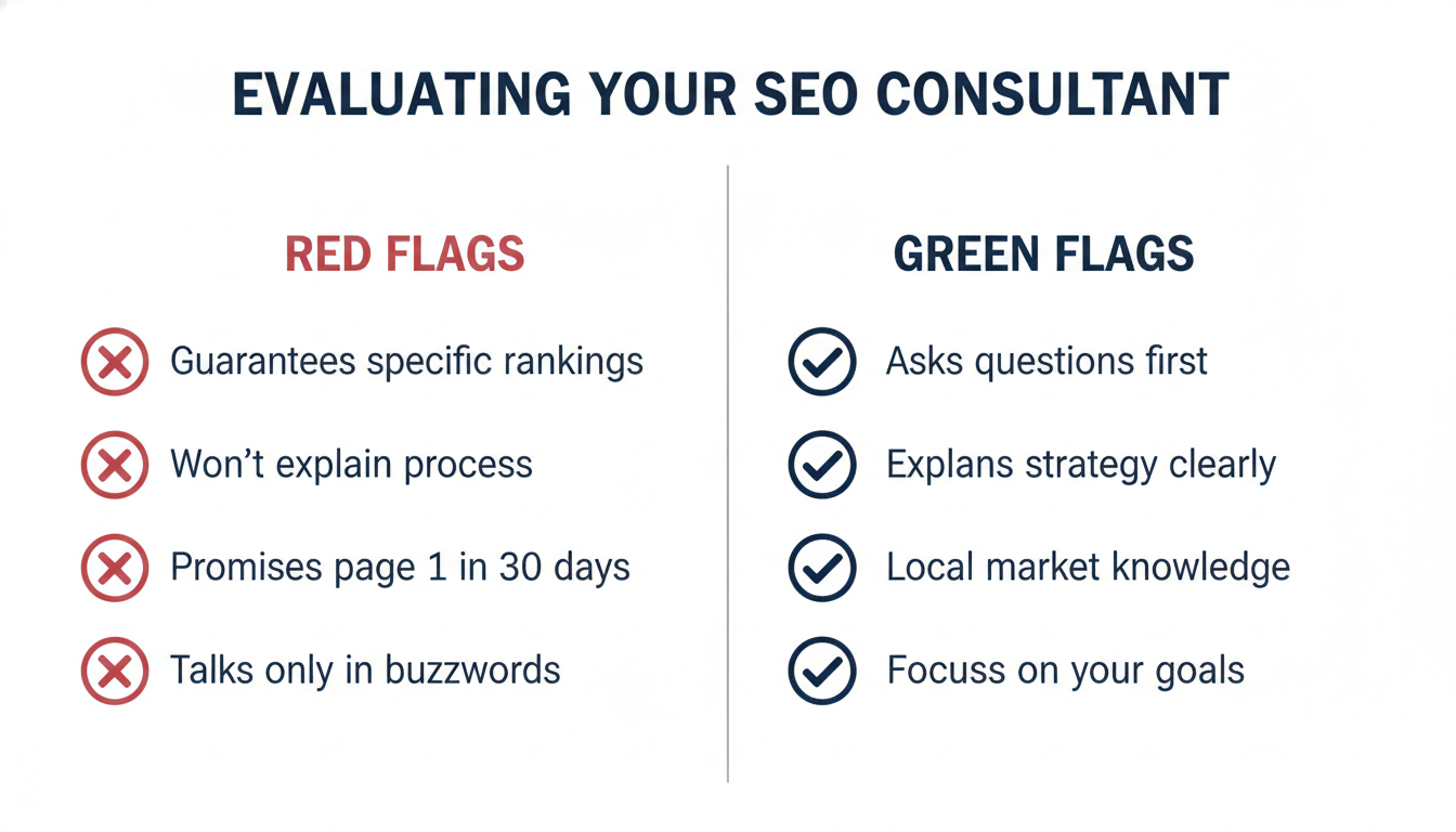 Red flags vs green flags checklist for evaluating AI SEO consultants in Washington