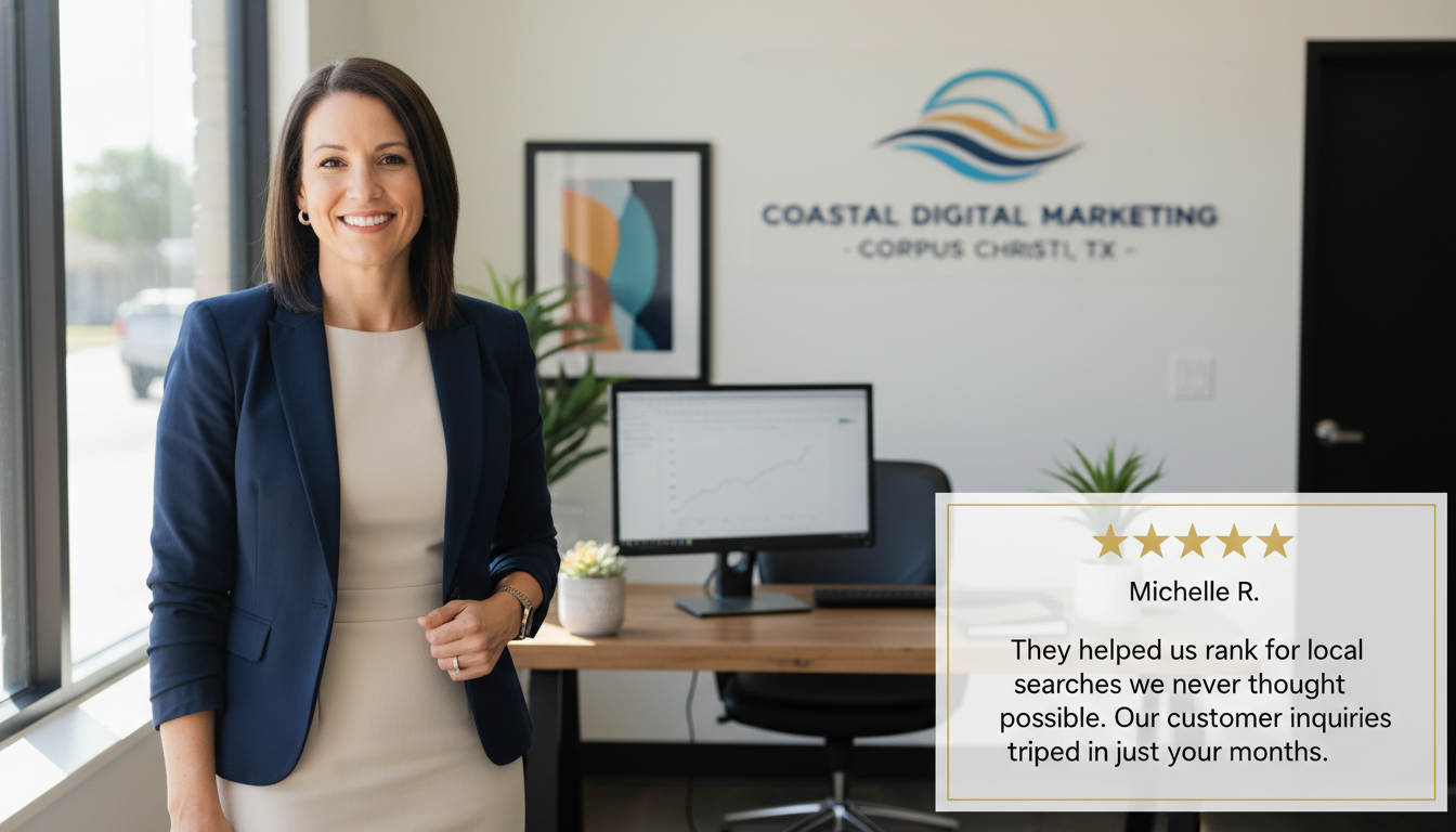 Female business owner with 5-star review: 