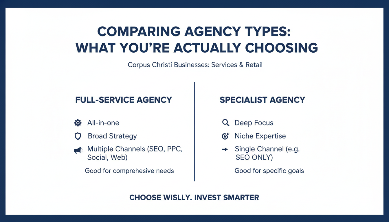 Comparing Agency Types: What You’re Actually Choosing - AI digital marketing agency Fort Wayne in Corpus Christi
, TX