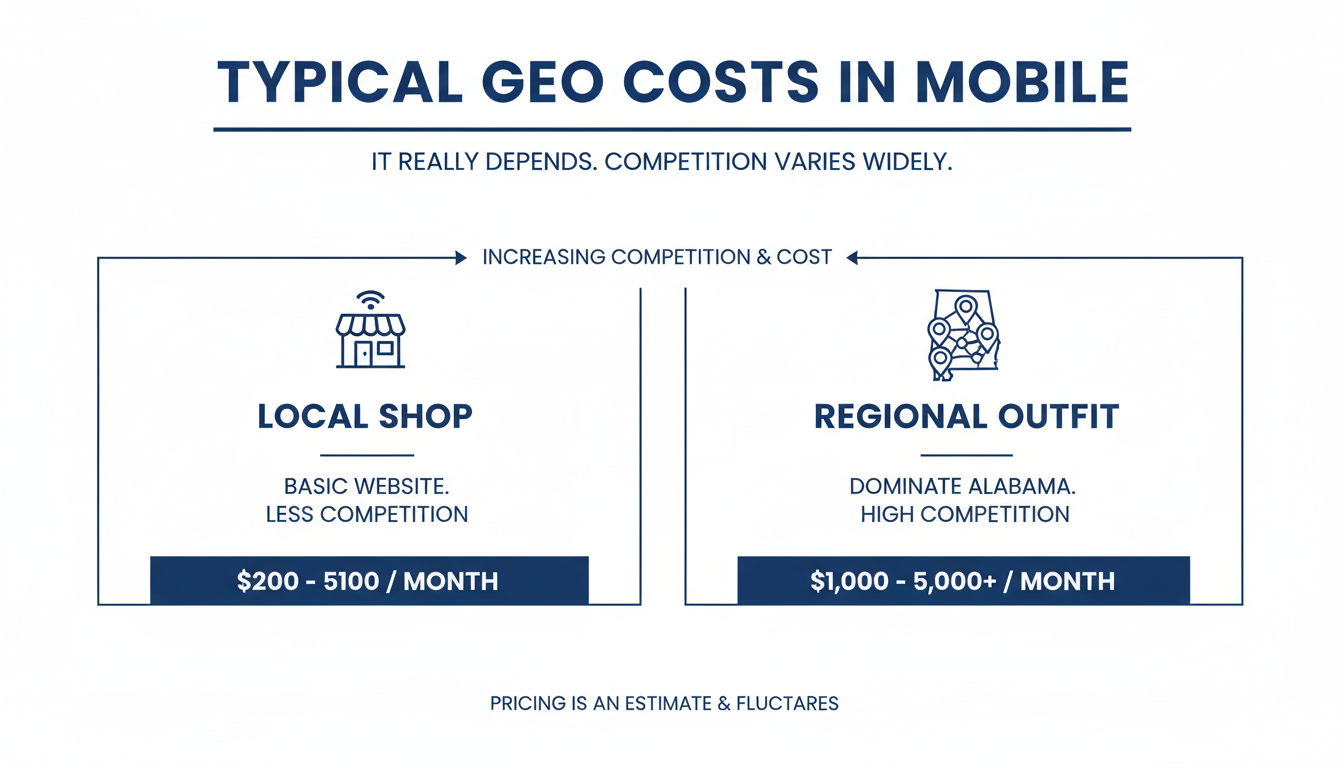 Typical GEO Costs in Mobile - generative AI SEO agency Boise in Mobile
, AL