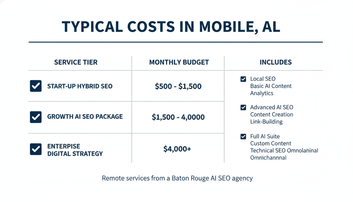 Typical Costs in Mobile, AL - SEO agency Baton Rouge AI in Mobile
, AL