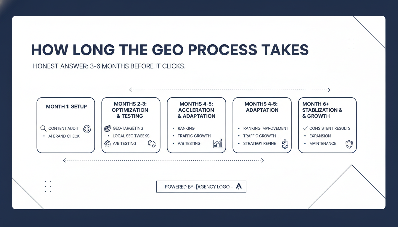 How Long the GEO Process Takes - generative AI SEO agency Syracuse in Mobile
, AL