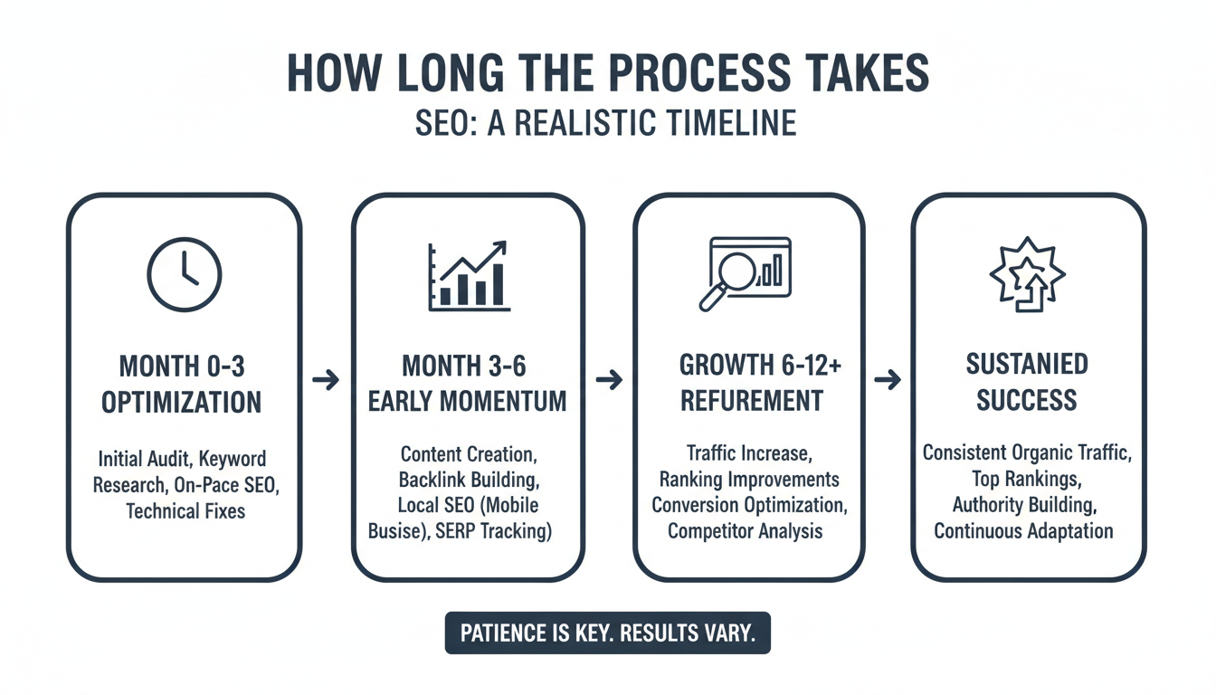 How Long the Process Takes - SEO agency Fayetteville AI in Mobile
, AL