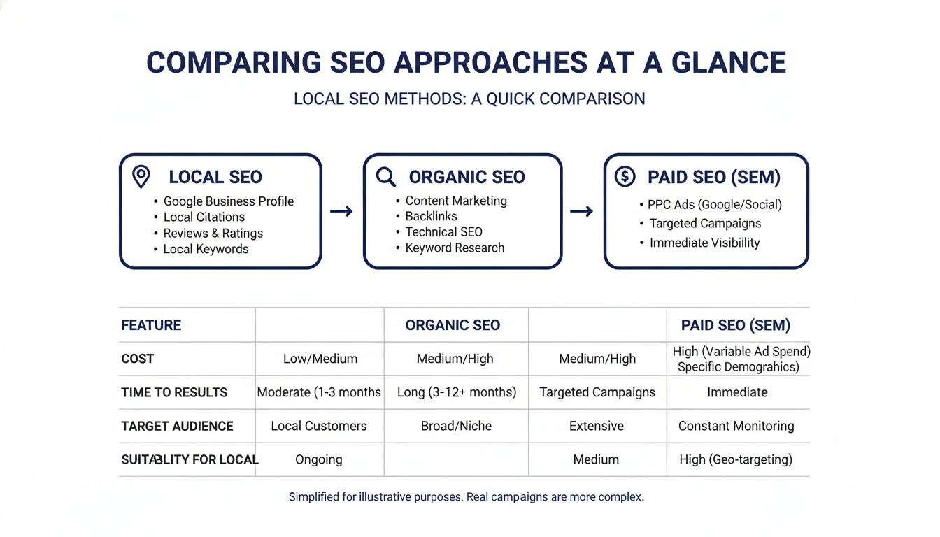 Comparing SEO Approaches at a Glance - AI SEO company Beaumont in Mobile
, AL