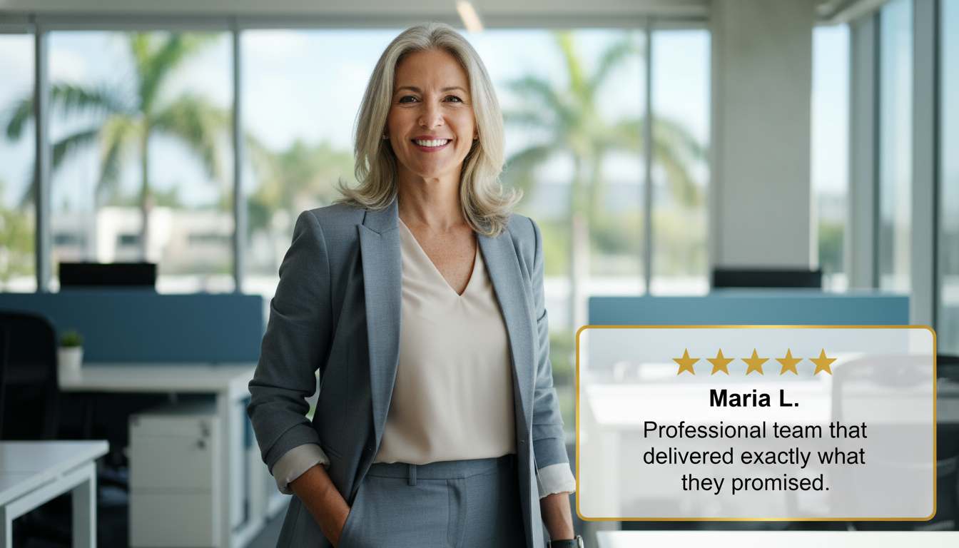 Satisfied AI SEO services Miami FL customer review in Miami, Florida