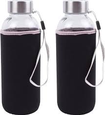 Glasflasche 420 ml mit schwarzer Hulle - Benson Home