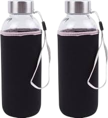 Glass bottle 420 ml with black sleeve - Benson Home