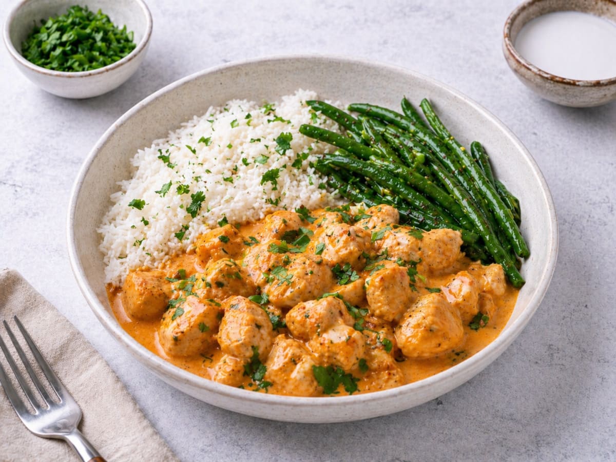 Coconut Chicken Rice Bowl with Green Beans
