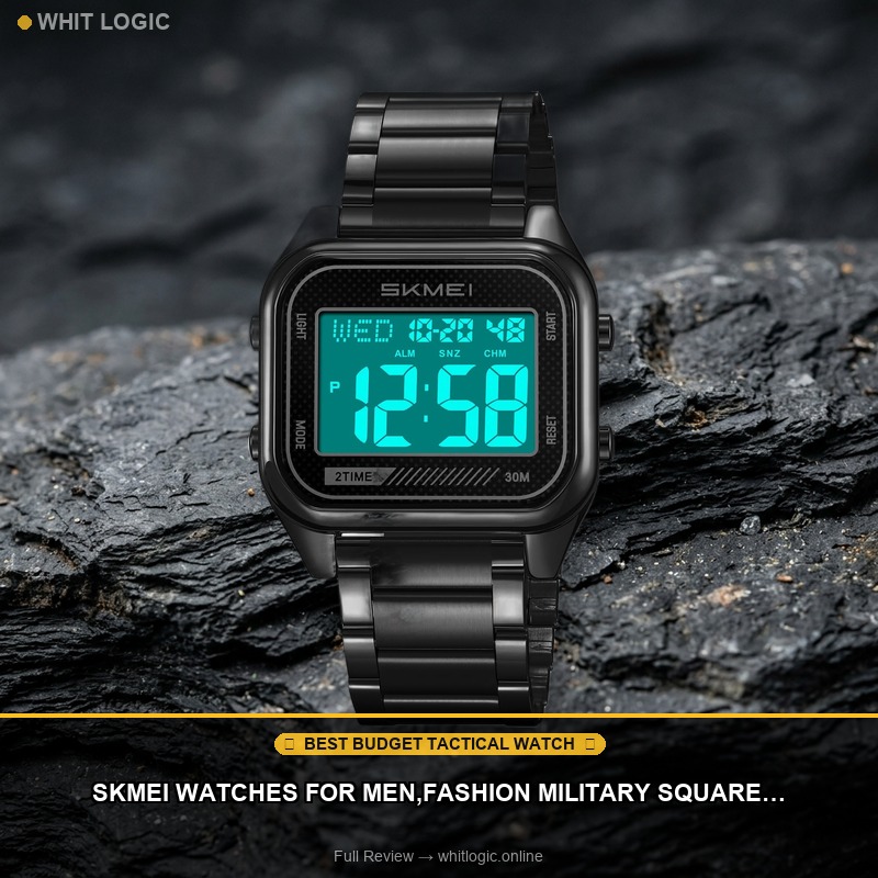 SKMEI Watches for Men,Fashion Military Square Digital Mens Watch with Waterproof Luminous Alarm Dual Time Coundown Stopwatch