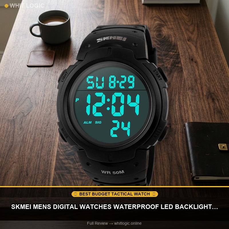 SKMEI Mens Digital Watches Waterproof LED Backlight Large Number Display Multifunction Sport Wristwatch