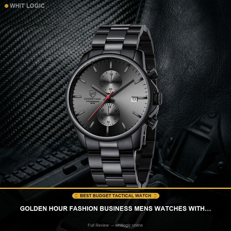 GOLDEN HOUR Fashion Business Mens Watches with Stainless Steel Waterproof Chronograph Quartz Watch for Men, Auto Date