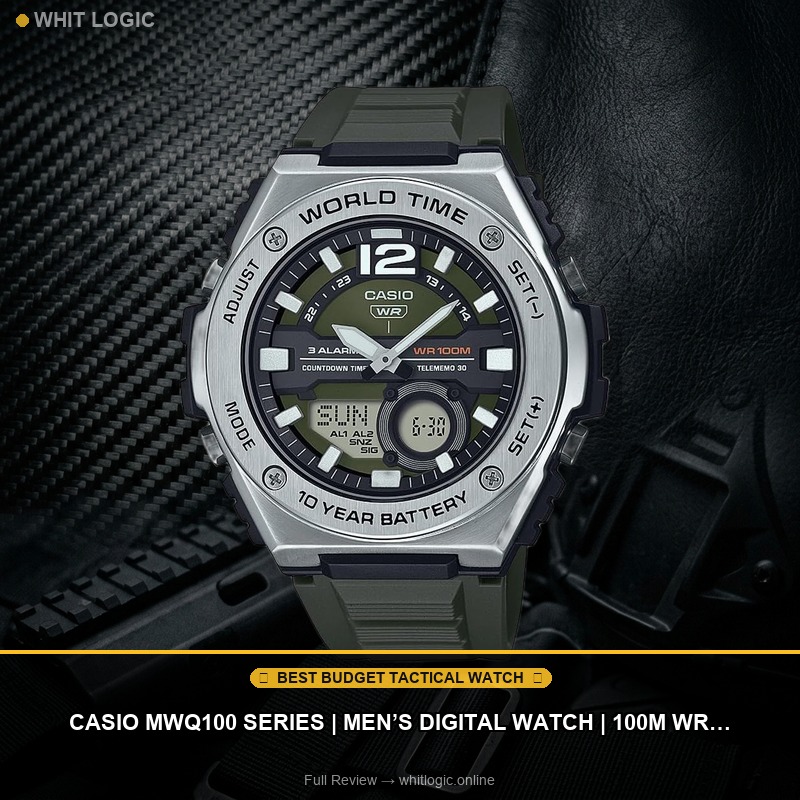 Casio MWQ100 Series | Men’s Digital Watch | 100M WR | Stainless Steel | World Time | Countdown Timer | Auto Calendar | Telememo | Multi Alarms | 100 SEC Chronograph | 10 Year Battery