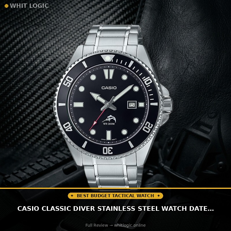 Casio Classic Diver Stainless Steel Watch Date Indicator MDV-106DD-1A1VCF, Black/Silver