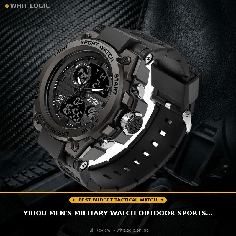 Yihou Men's Military Watch Outdoor Sports Electronic Watch Tactical Army Wristwatch LED Stopwatch Waterproof Digital Analog Watches